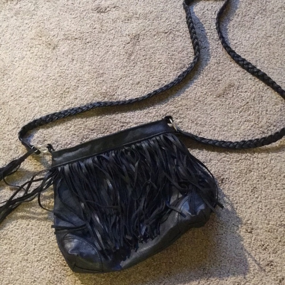 Faux leather fringe purse
